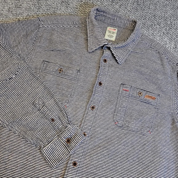 Dickies Other - Dickies Mens Long Sleeve Button Up Shirt Blue‎ White Stripe Workwear Size 3XL